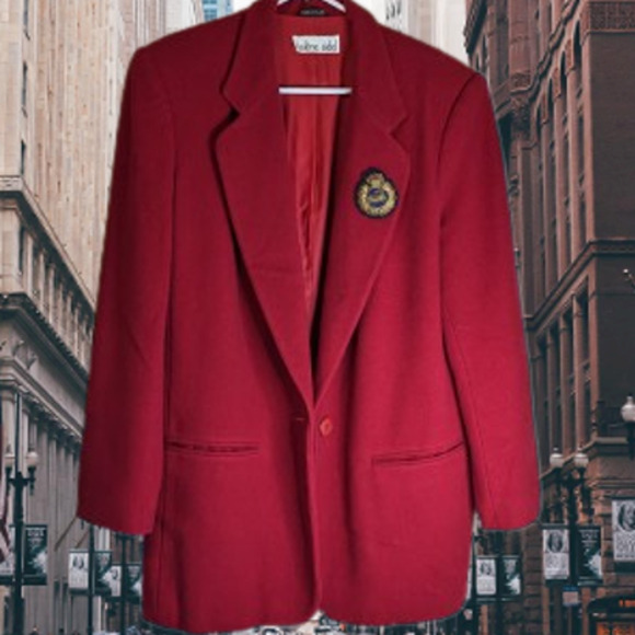 Helene Sidel 8 red vintage blazer. Mohair & wool w/ applique left lapel. Winter - Picture 1 of 2